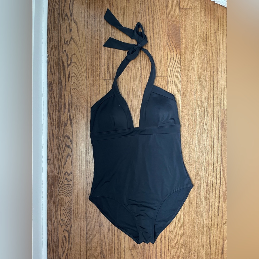 NWT - Boden Ithaca Black Halter One-Piece Swimsuit